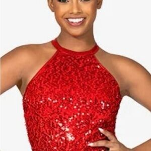 Elegant Red Sequin Halter Top NWT